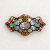 Shield-Shaped Hollycraft Brooch with Colorful Rhinestones