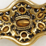 Shield-Shaped Hollycraft Brooch with Colorful Rhinestones