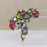 Hollycraft Colorful Rhinestone Freeform Brooch
