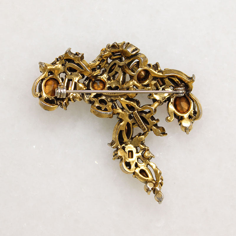 Hollycraft Colorful Rhinestone Freeform Brooch