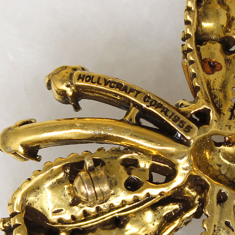 Sassy Jewel-Tone Hollycraft Bow Brooch
