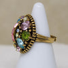 Pastel Rainbow Rhinestone Cluster Ring from Hollycraft