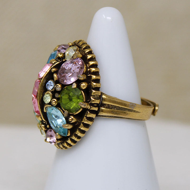 Pastel Rainbow Rhinestone Cluster Ring from Hollycraft