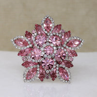 Radiant Pink & White Rhinestone Brooch by Weiss