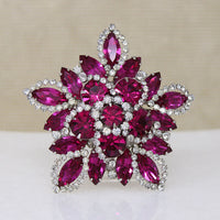 Fabulous Fuchsia & White Rhinestone Brooch by Weiss