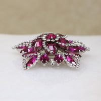 Fabulous Fuchsia & White Rhinestone Brooch by Weiss