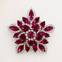Fabulous Fuchsia & White Rhinestone Brooch by Weiss
