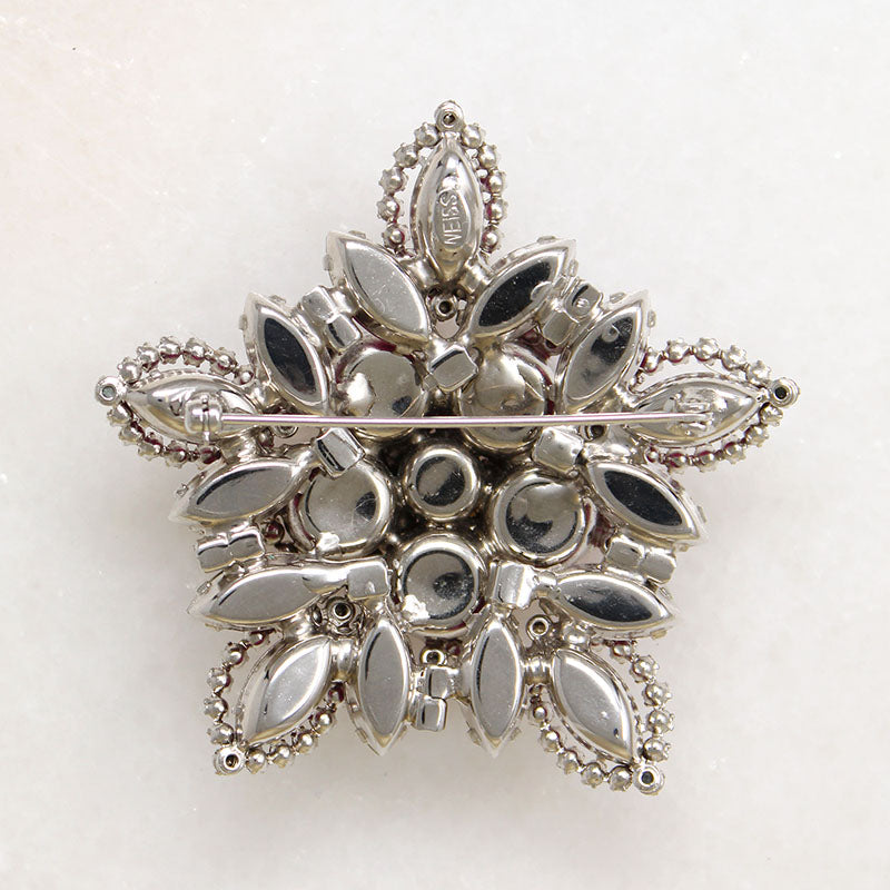 Fabulous Fuchsia & White Rhinestone Brooch by Weiss