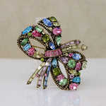 Pastel Rhinestone Hollycraft Bow Brooch