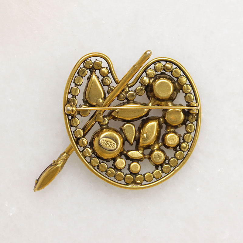 Vibrant Artist's Palette Brooch by Weiss