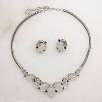 Ethereal Trifari Faux Moonstone Necklace & Earring Set