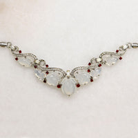 Ethereal Trifari Faux Moonstone Necklace & Earring Set