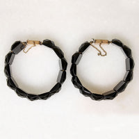 Matched Jet Bracelets with Engraved Clasps