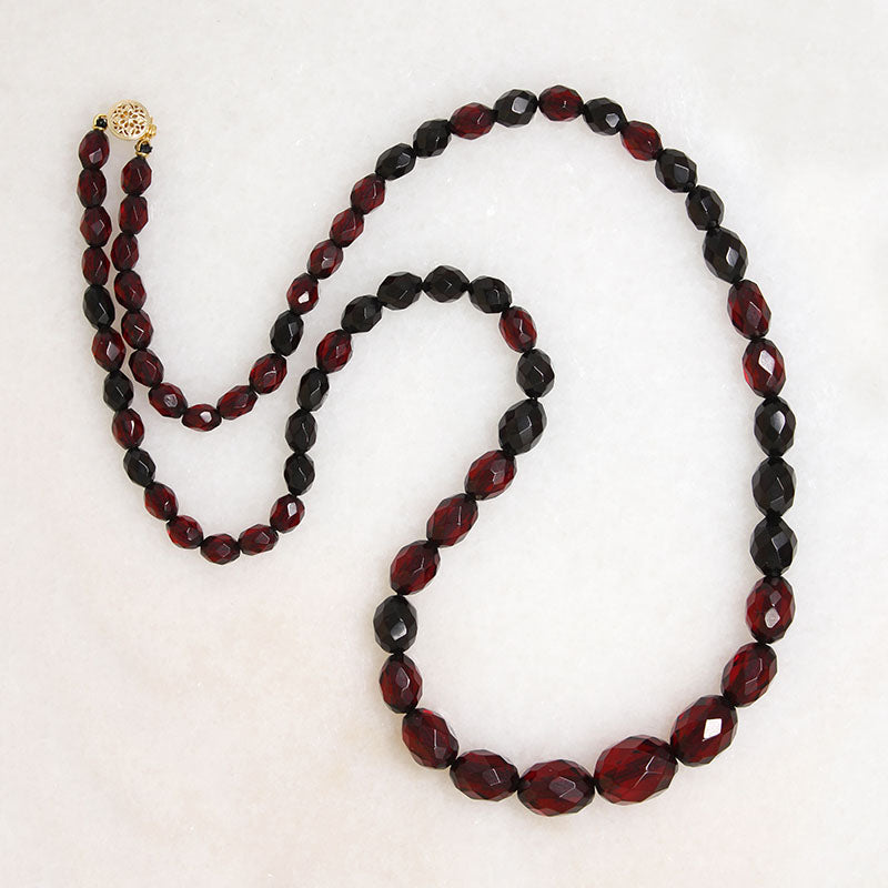 Gorgeous Red Amber Graduated Bead Necklace