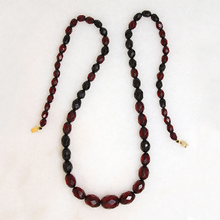 Gorgeous Red Amber Graduated Bead Necklace