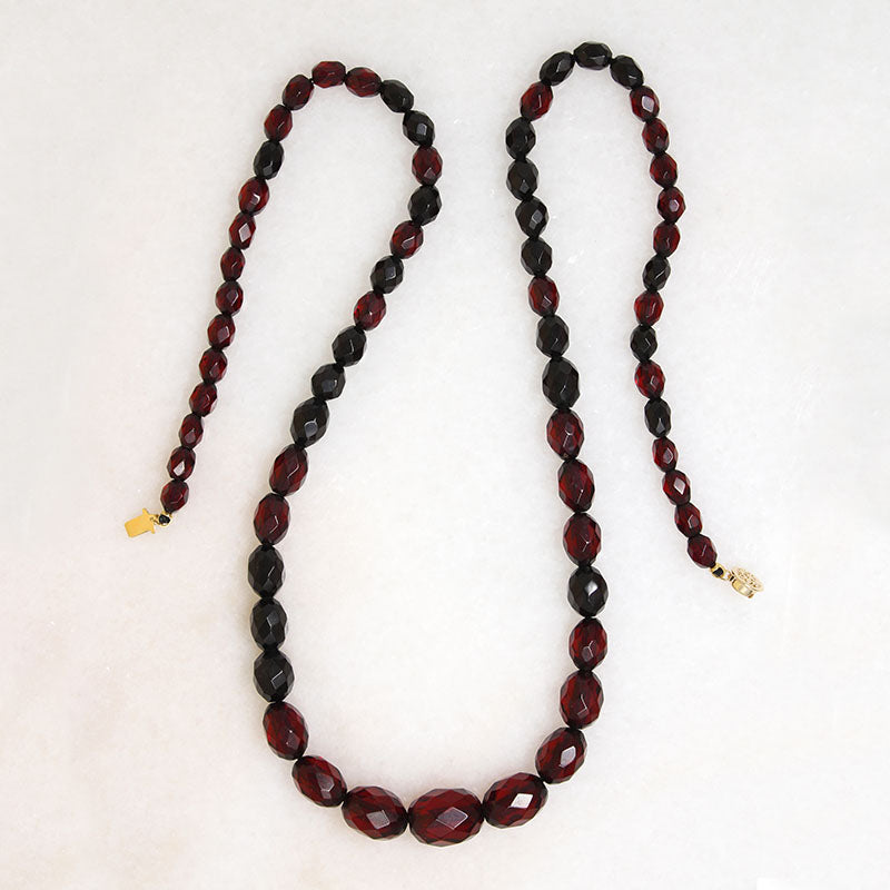 Gorgeous Red Amber Graduated Bead Necklace