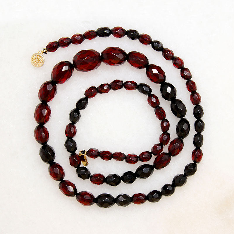 Gorgeous Red Amber Graduated Bead Necklace