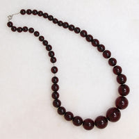 Glossy Red Amber Orb Bead Necklace