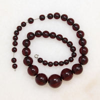 Glossy Red Amber Orb Bead Necklace