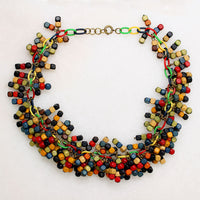 Frothy Wooden Bead Festoon Celluloid Necklace