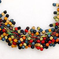 Frothy Wooden Bead Festoon Celluloid Necklace