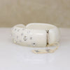 White Celluloid & Rhinestone Clamper Bracelet by Weiss