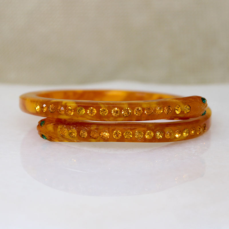 Slinky Art Deco Celluloid & Rhinestone Snake Bangle
