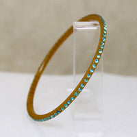 Amber Celluloid & Teal Rhinestone Jazz Age Bangle