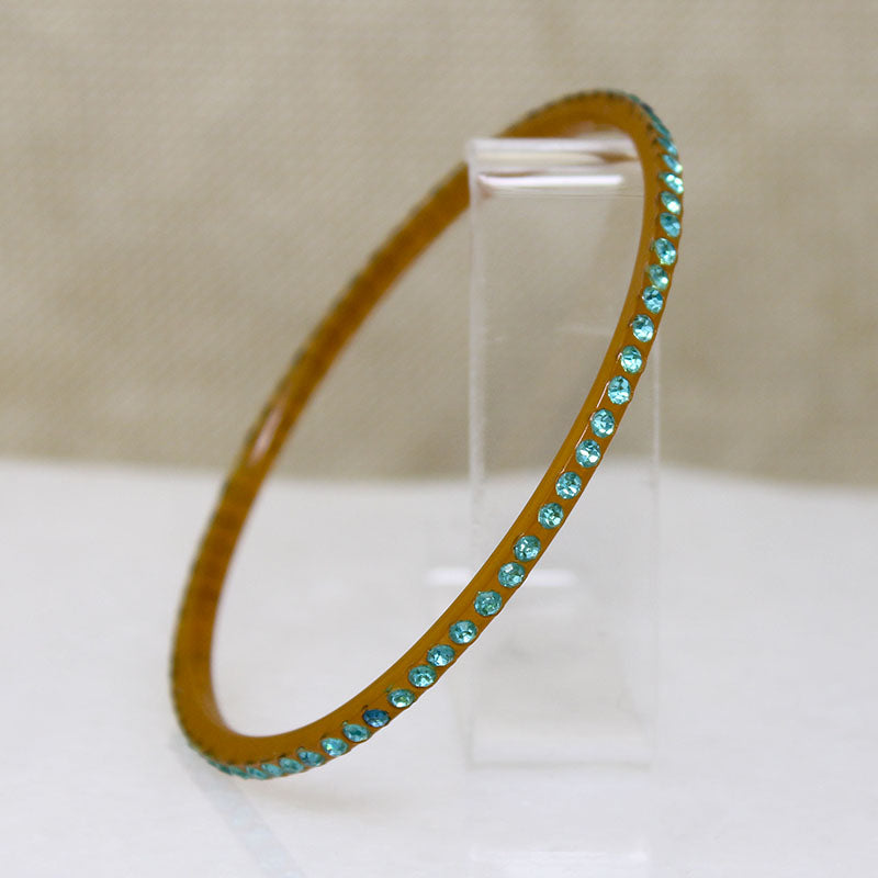 Amber Celluloid & Teal Rhinestone Jazz Age Bangle