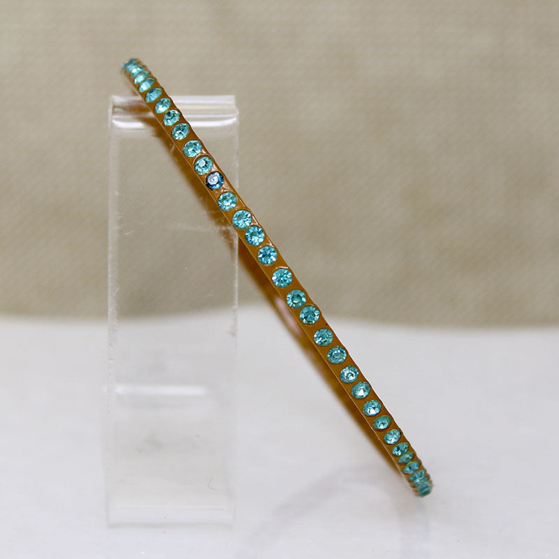 Amber Celluloid & Teal Rhinestone Jazz Age Bangle