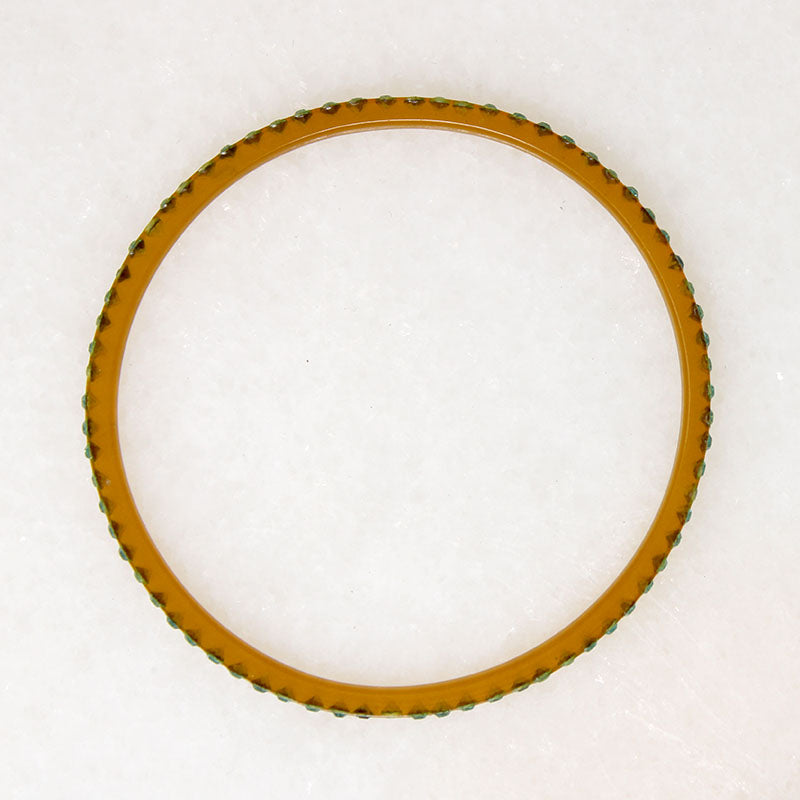 Amber Celluloid & Teal Rhinestone Jazz Age Bangle