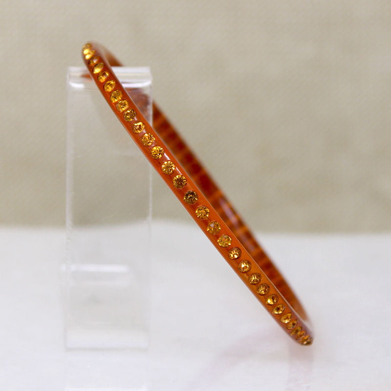 Fiery Orange Celluloid & Rhinestone Flapper Bangle