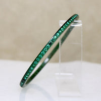 Bright Green Celluloid & Rhinestone Art Deco Bangle