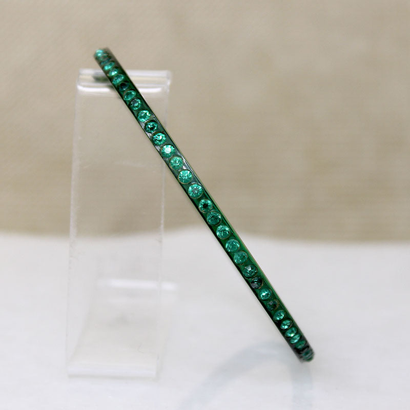 Bright Green Celluloid & Rhinestone Art Deco Bangle