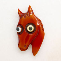 Spooky Googly Eye Bakelite Horse Head Brooch