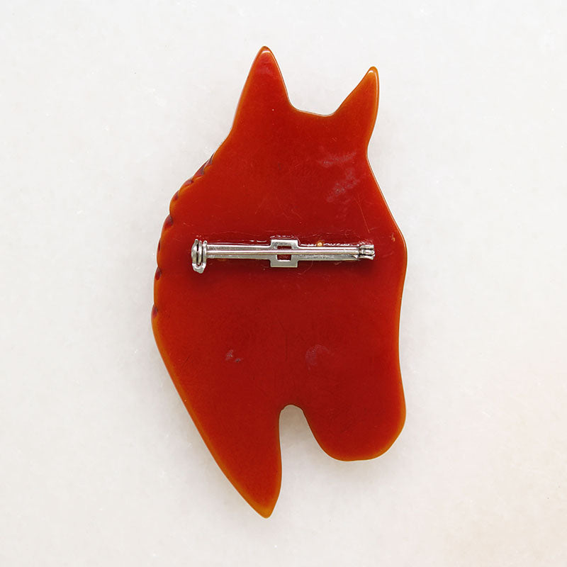 Spooky Googly Eye Bakelite Horse Head Brooch
