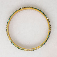 White & Aqua Rhinestones in Ivory-Colored Celluloid Bangle