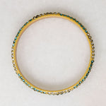 White & Aqua Rhinestones in Ivory-Colored Celluloid Bangle