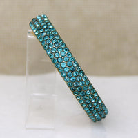 Flirty Teal Celluloid & Rhinestone Flapper Bangle