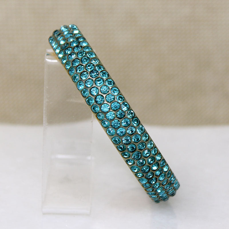 Flirty Teal Celluloid & Rhinestone Flapper Bangle