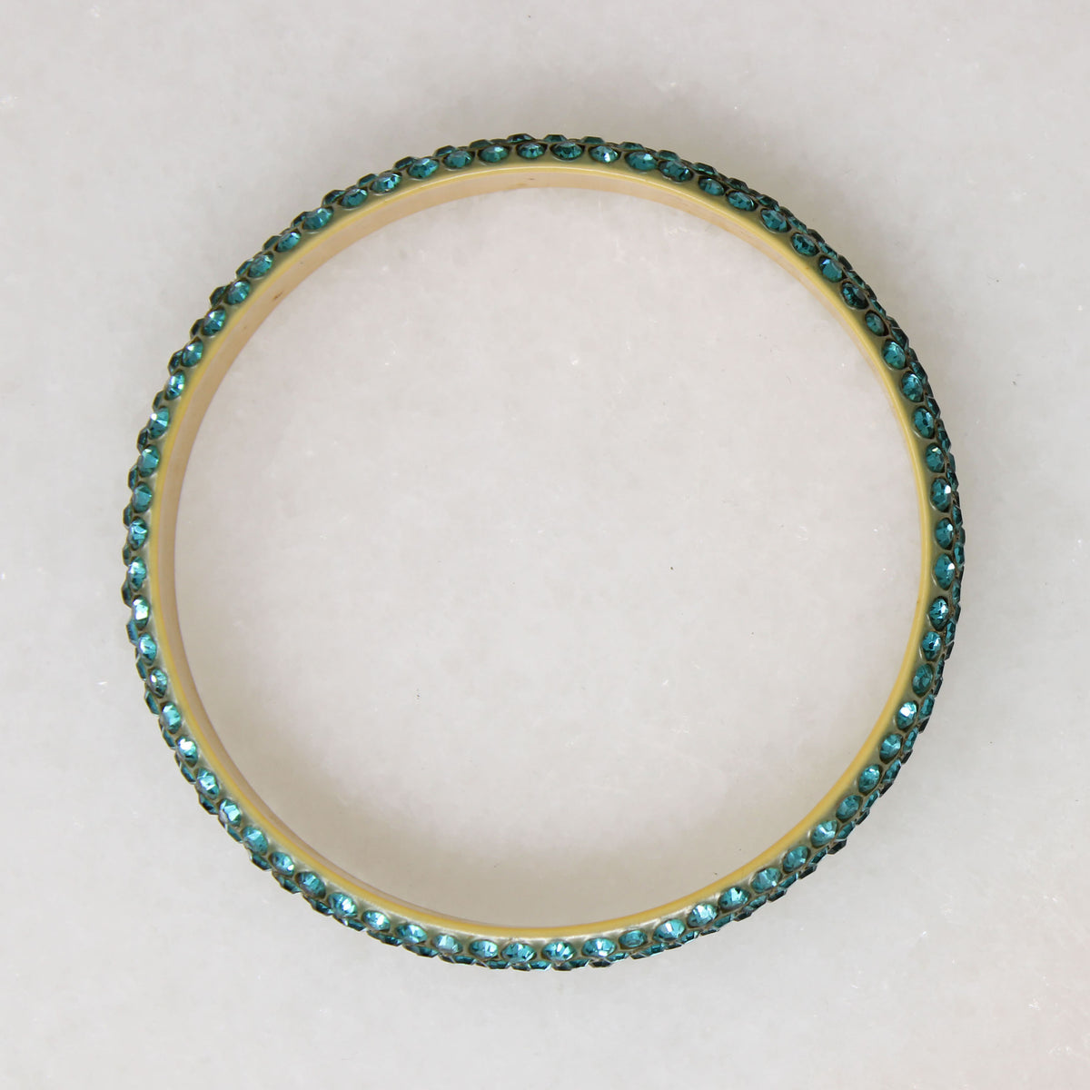 Flirty Teal Celluloid & Rhinestone Flapper Bangle