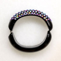 Red Auora Borealis Rhinestone & Black Celluloid Clamper