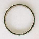 Carved Celluloid Bangle with Green & Orange Stones