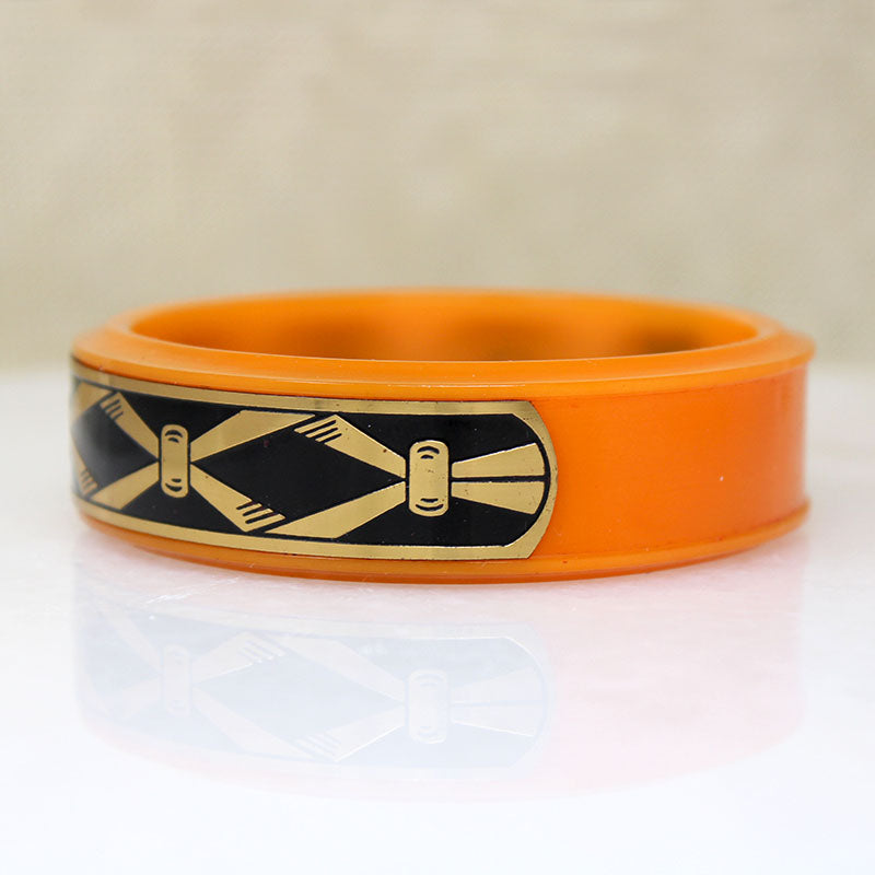 Racy Orange Bakelite Cosmetic Bracelet