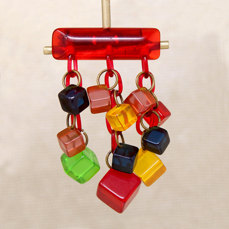 Colorful & Kinetic Bakelite Cube Brooch