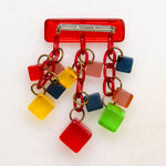 Colorful & Kinetic Bakelite Cube Brooch