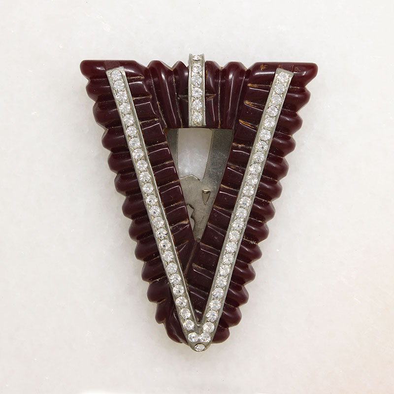 World War II Bakelite & Rhinestone Victory Clip