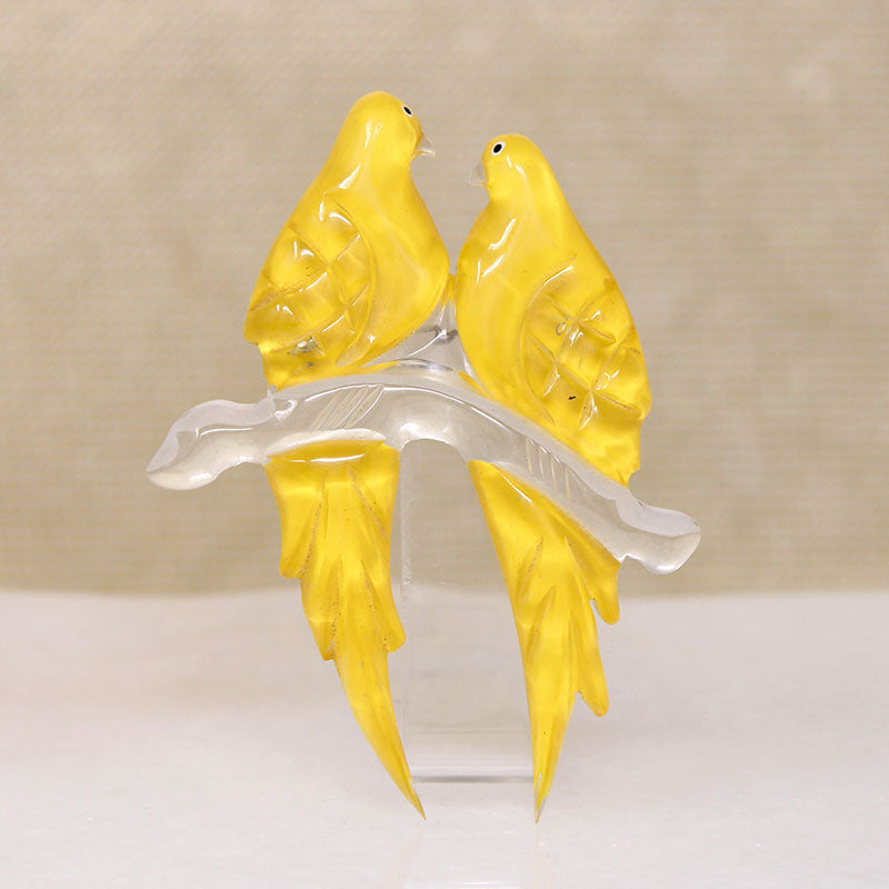 Canoodling Canaries Lucite Brooch
