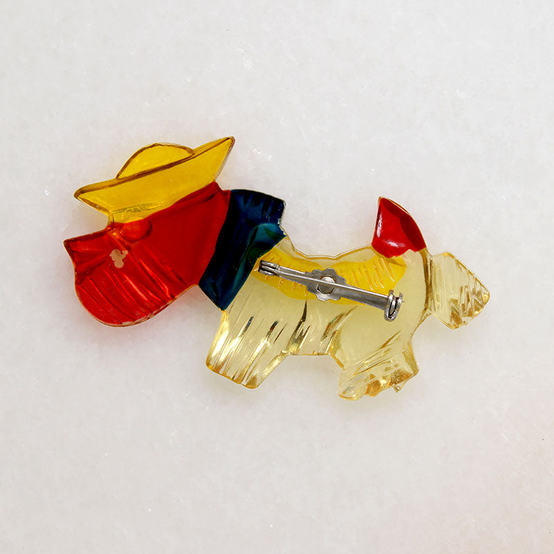 Googly Eye Lucite Terrier Brooch Circa 1960