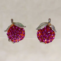 Appealing Austrian Crystal Apple Brooch & Earring Set